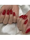 赤ワンカラーネイル