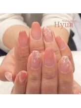 ネイルラウンジ ヒュア(Nail Lounge Hyua)/ピンクベージュ×マーブルグラデ
