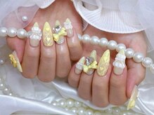 イエロー千鳥格子ネイル♪