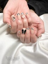 ヒールネイル(heal nail)/ガラスfrench×butterfly