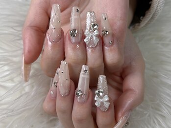 リボンロングネイル