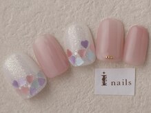 アイネイルズ 三宮店(I nails)/ハートホロガーリーネイル￥6000