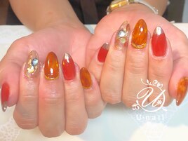 オレンジべっ甲ネイル