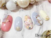ディア ネイル(Dear nail)/花柄×ブロッキング