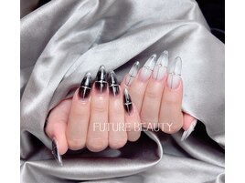 黒白ネイル