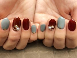 ボルドー×グレー