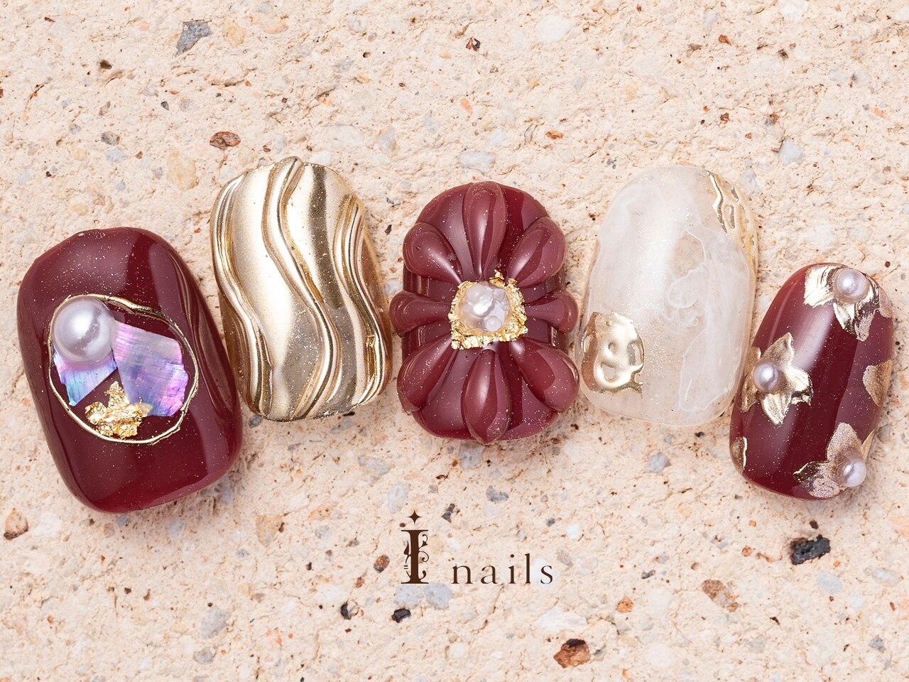 No.1196 ブラウンマーブルイヤリング アクセサリー