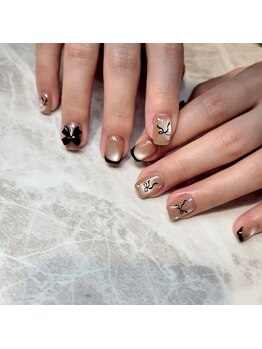 パーミル アイ アンド ネイル クマモト(permille ‰ eye&nail Kumamoto)/マグ×リボンネイル