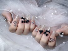 スノーネイルサロン 新宿店(Snow nail salon)/黒リボンハート