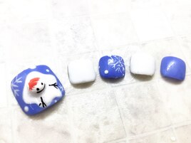 【冬】雪だるまネイル