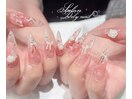 3Dリボン＆フラワーネイル