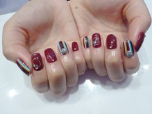 ネイル リッチ(Nail Rich)/ボルドー×ストライプ