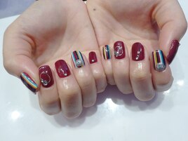 ボルドー×ストライプ