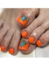 ソラール(SOLAR)/オレンジ☆ターコイズネイル