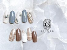 ネイルサロン エアフォルク 銀座(Erfolg)/チェック×押し花