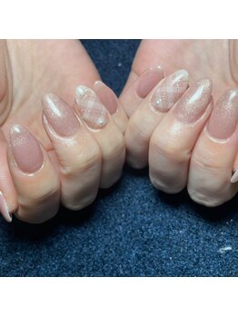 アジュールネイル 岸和田店(Azur Nail)/ナチュラル微細ラメ＋チェック柄