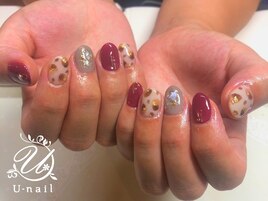 秋色ヒョウ柄ネイル