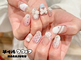 レース/バラ/ショートネイル