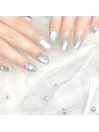 水光ブルー×氷ネイル