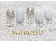 ネイルロッソ 浅草店/ホワイト　フラワー