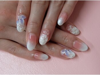 ネイルサロンミキ 横浜(MIKI)/サムシングブルーブライダル花3D