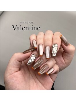 ネイルサロン ヴァレンタイン(nailsalon Valentine)/マグネット×オレンジ