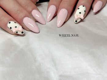 ホワイトネイル(WHITE NAIL)/持ち込み/ドット/リボン/パラ