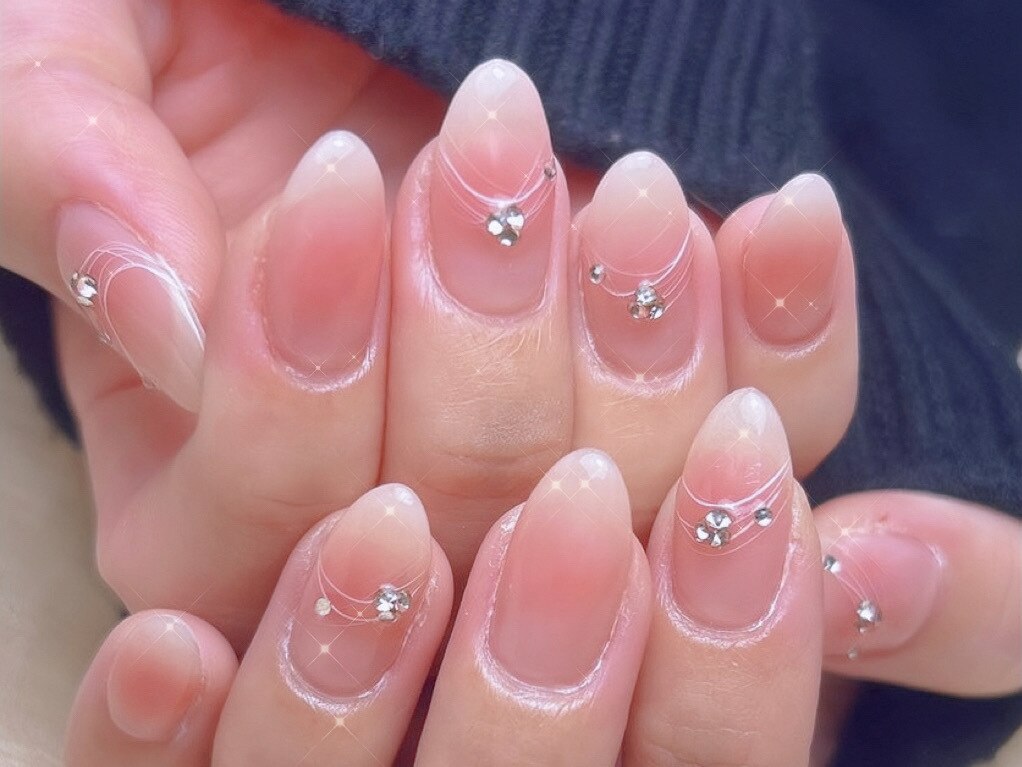 くすみグレージュピンクミラーグラデーション ワンホンニュアンス