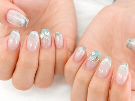 【森】キラキラ 夏ネイル