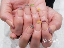 ネイルズアリー 立川店(Nails ally)/カラフル×ストレートフレンチ