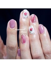 たゆ ネイル(たゆnail)/手描きフラワーピンクネイル