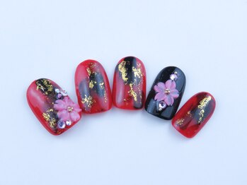 まつげアンドネイル ディアマンローズ(DIAMANT ROSE)/和柄桜ネイル・90分6930円