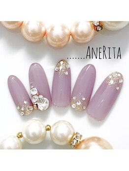 ネイルサロン アンリタ(nail salon AneRita)/フローVカット☆ストーングラデ
