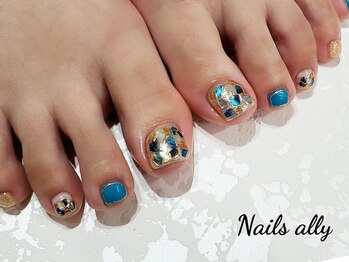 ネイルズアリー 立川店(Nails ally)/ステンドグラス×シェル×フット
