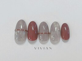 冬　ボルドーリングネイル