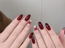 オーラムネイル(Aurum Nail ）)/ボルドー+リボン