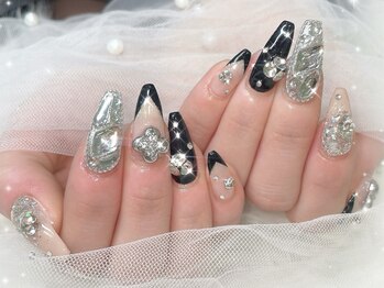 プティネイル 池袋(Puty Nail)/黒Vフレンチワンホンネイル