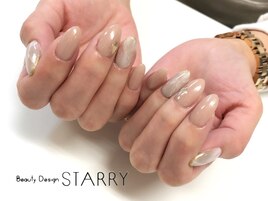 シンプル　大理石　秋ネイル