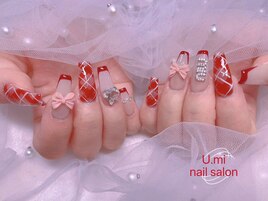 チップ長さ出し チェックネイル