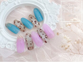 アネラ(ANELA)/夏にも秋にもヒョウ柄ネイル