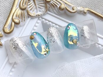 ネイルサロンアンドスクール ラフィーネ 池袋店/うるうる氷ネイル◆￥7990