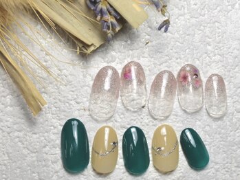 フラワーシール×春色グリーン