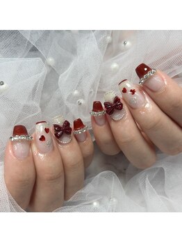 アイリッシュネイル 久屋大通店(Irish Nail)/ボルドーリボンネイル