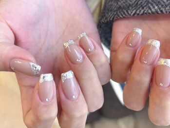 ランドネイル 天神(LANDNAIL)/きらきらガラスフレンチ*。