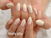 ネイルズアリー 立川店(Nails ally)/ワンカラー×ホワイトミラー