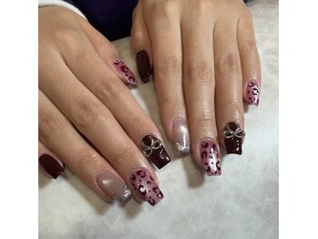 リボン×レオパード