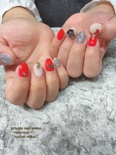 プライベート ネイルサロン マーマ(murmur)/キラキラ赤ネイル
