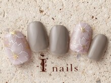 アイネイルズ 町田店(I nails)/くすみグレー×桜ネイル 8980円