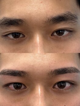 男眉salon OnFleek!渋谷店 【メンズ眉毛サロン・メンズアイブロウサロン】の写真/【顔の印象の8割が眉で決まる】アイブロウデビューもお任せ★「WAX脱毛」でおでこや頬の産毛まで綺麗に!