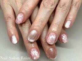桜ホロネイル/フラワーネイル